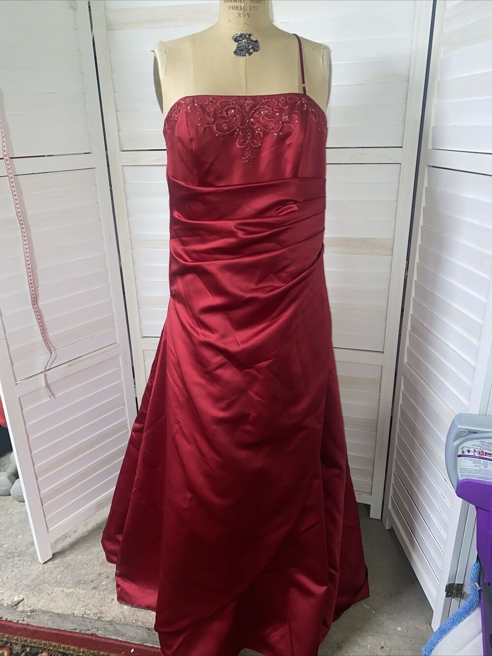 David’s Bridal Formal Red Prom Strapless Homecoming Dress Maxi Floor Length 12